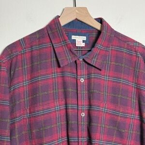 Carbon2Cobalt Mens‎ Flannel Shirt XL Red Burgundy Cotton Plaid Cabin Lumberjack